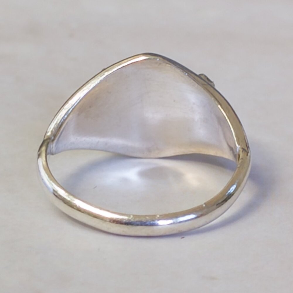 Sterling Silver Turquoise Trio Ring, Sz 5.25 — Southwest serrated bezel - Picture 6 of 13